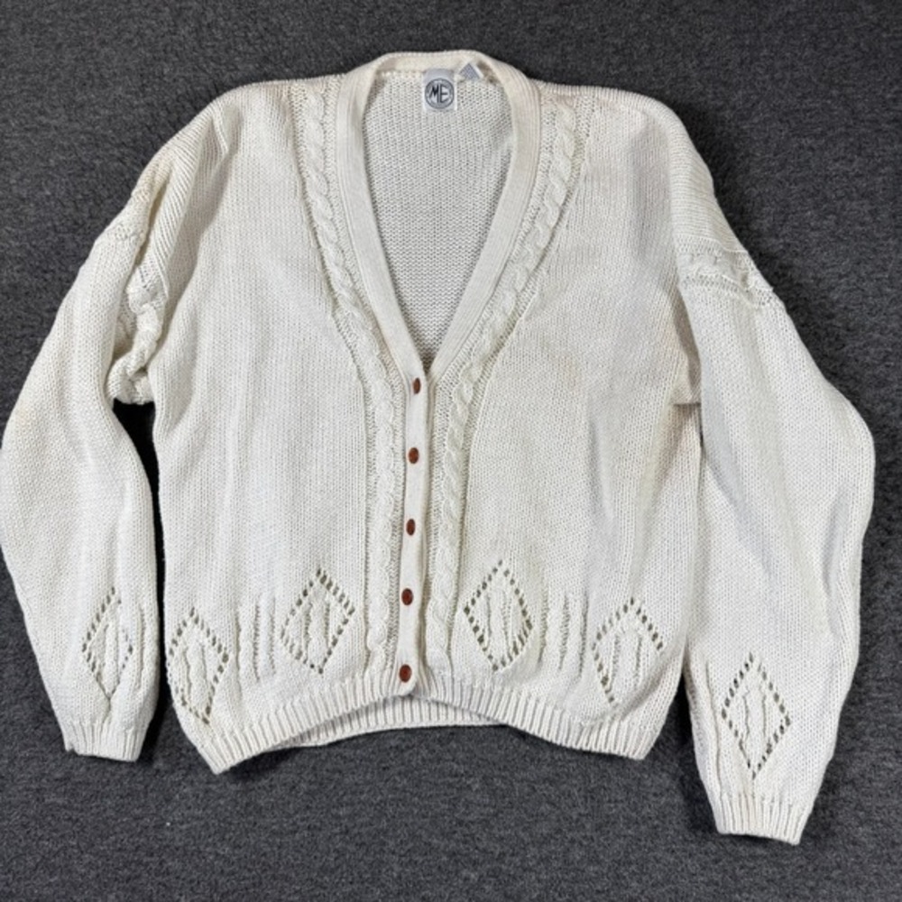 Vintage‎ 90s Cardigan Sweater Womens Large L Ivory